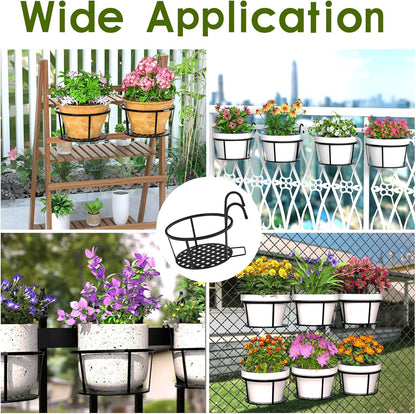 Hanging Metal Plant Basket - Balcony Plant Pot with Hook for Garden and Terrace