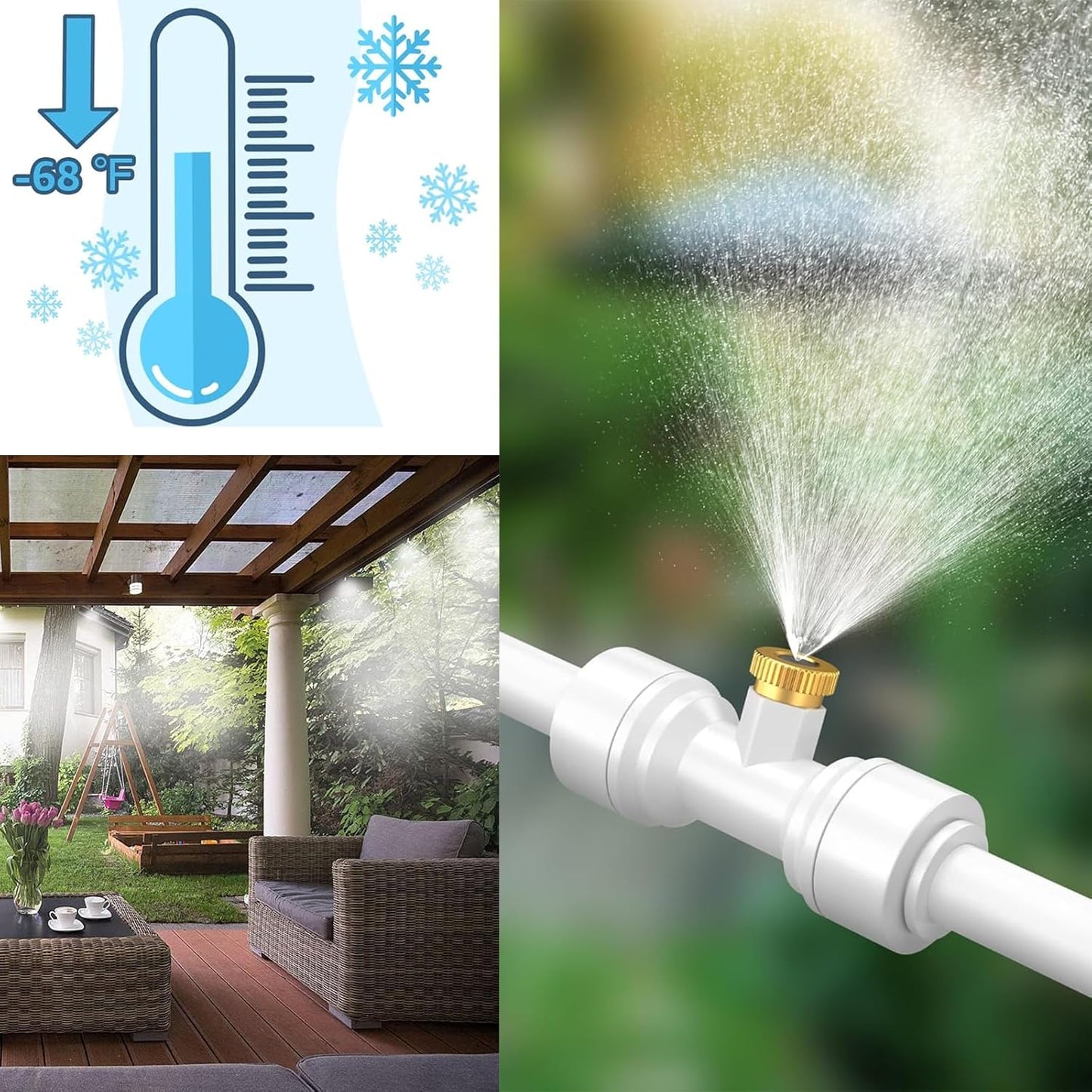 Misting System for Patio and Garden - Cooling Spray Set for Parasol and Pavilion