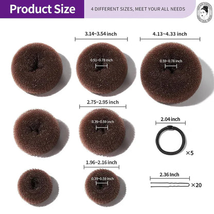 Donut Bun Helper Set – 7 Rings & Accessories