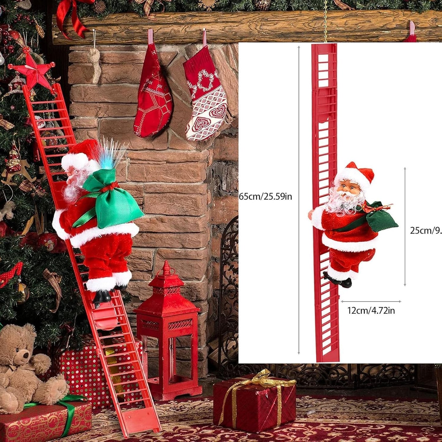 Climbing Santa Claus with ladder