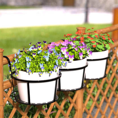 Hanging Metal Plant Basket - Balcony Plant Pot with Hook for Garden and Terrace