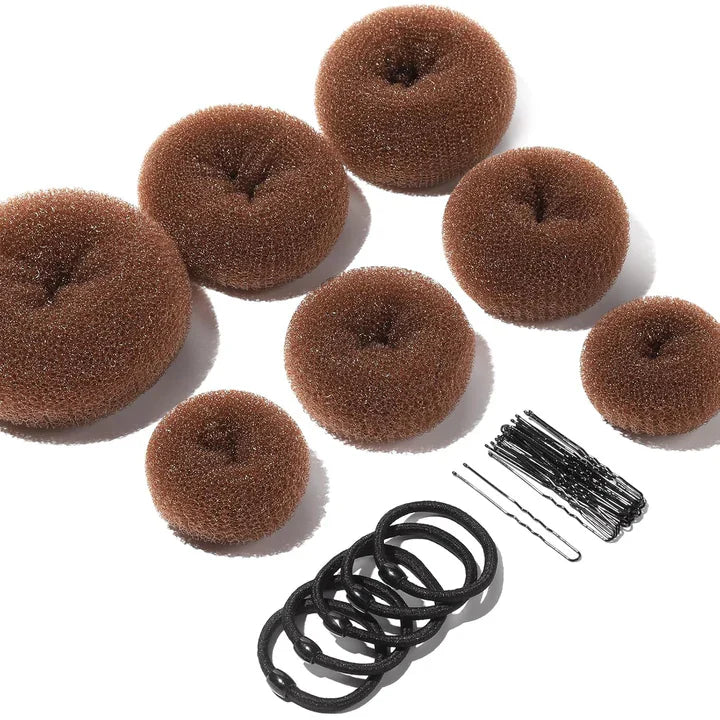 Donut Bun Helper Set – 7 Rings & Accessories