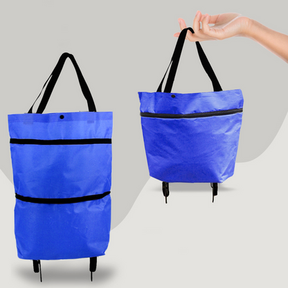 2 - In-1 Foldable Shopping Bag with Wheels