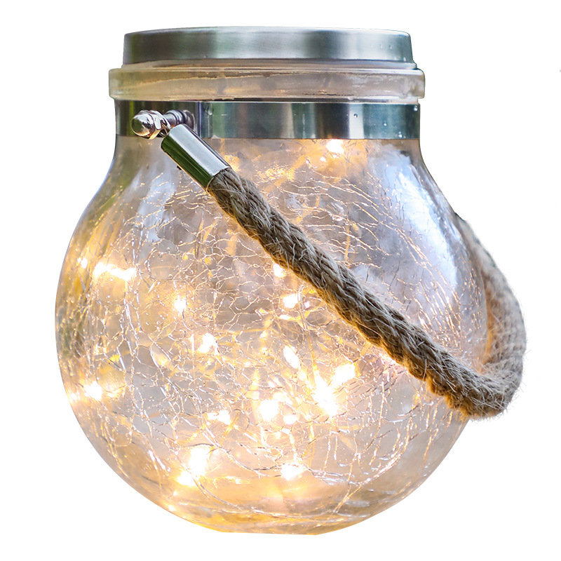 Solar Led Lantern In A Jar - Decorative Garden Lighting With Wire Lights And Carrying Handle
