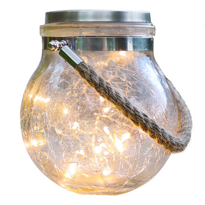 Solar Led Lantern In A Jar - Decorative Garden Lighting With Wire Lights And Carrying Handle