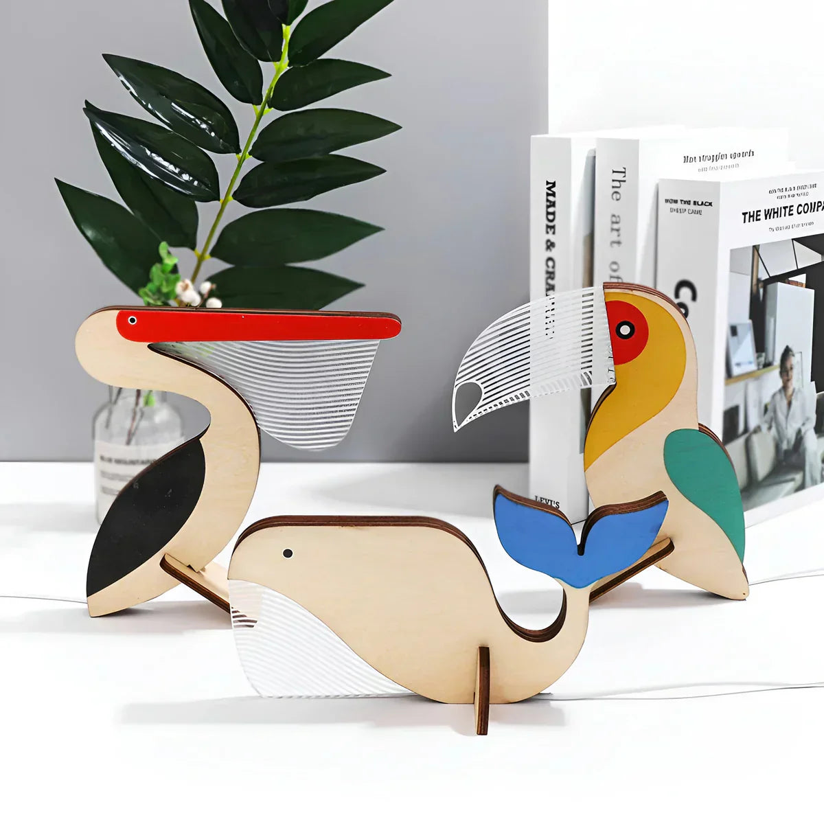 Wooden Animal Figurine Table Lamp