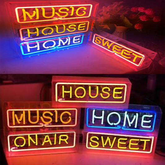 Neon Sign Acrylic Glass - LED Light Box For Living Room & Bedroom , Decorative Table Lamp
