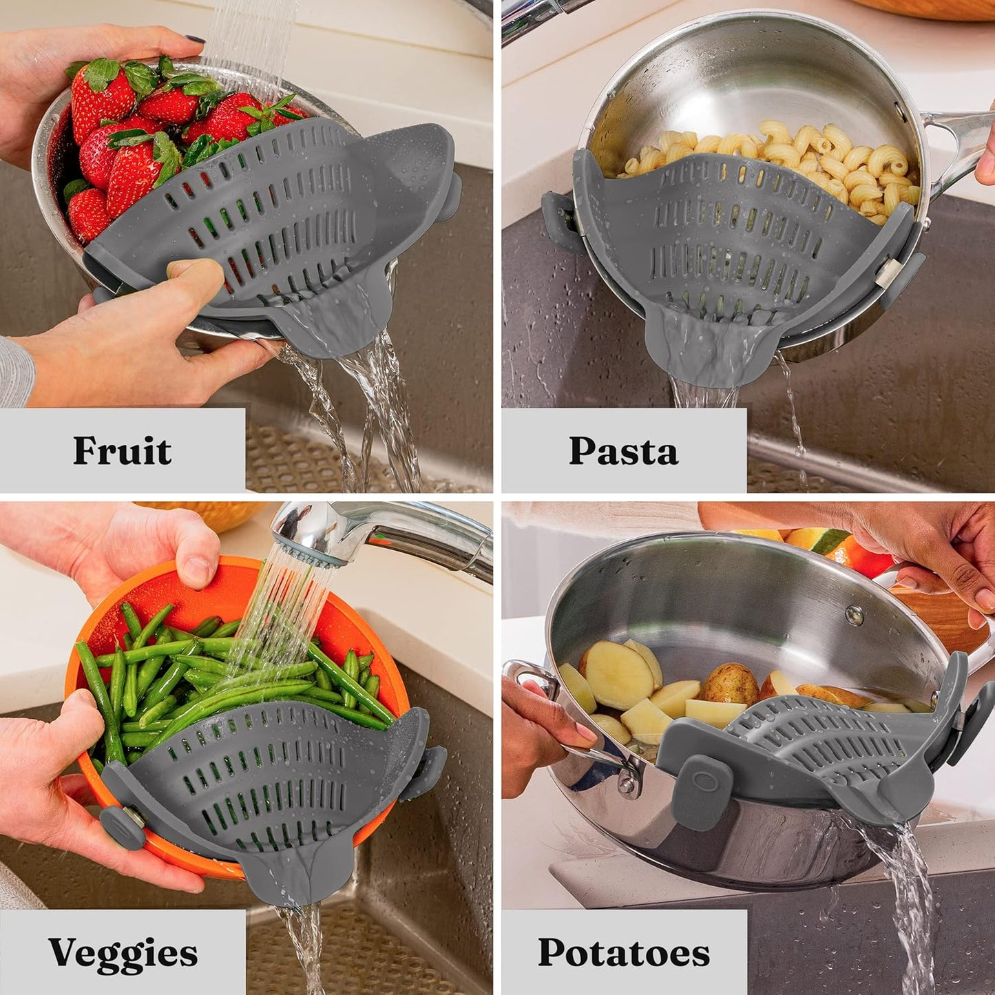 Silicone Strainer With Clip - Heat - Resistant Drip Tray For Food
