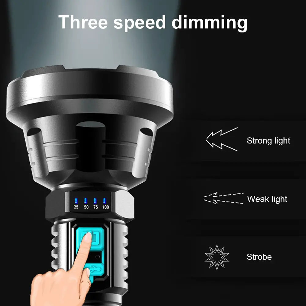 90000lm Led Torch - Tactical Searchlight With Usb Charging And Super - Bright Illumination