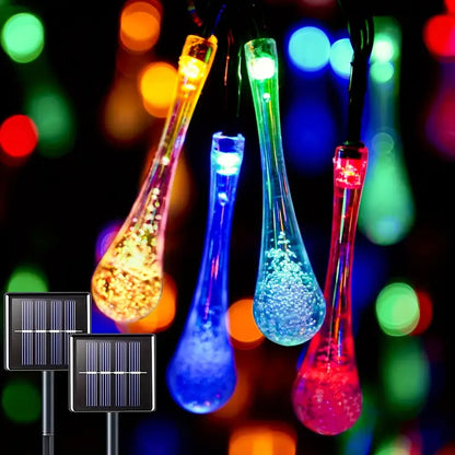 Solar Led Fairy Lights - Colourful Drop Lights For Garden  Patio And Decoration