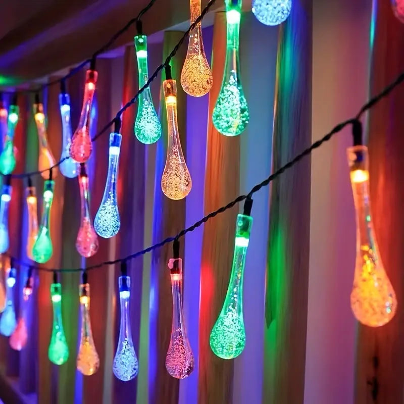 Solar Led Fairy Lights - Colourful Drop Lights For Garden  Patio And Decoration