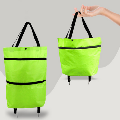 2 - In-1 Foldable Shopping Bag with Wheels