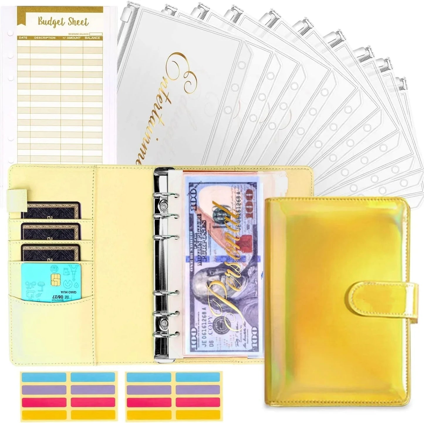 Budget Folder with Cash Envelope System and Credit Card Slots