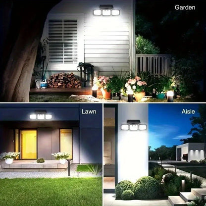 Solar Led Floodlight With Motion Detector - 3 - Spot Outdoor Lighting For Garden  Yard And Garage