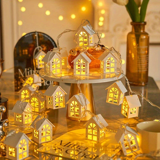 LED Fairy Lights With Mini Houses - Decorative Christmas Lighting For Indoors
