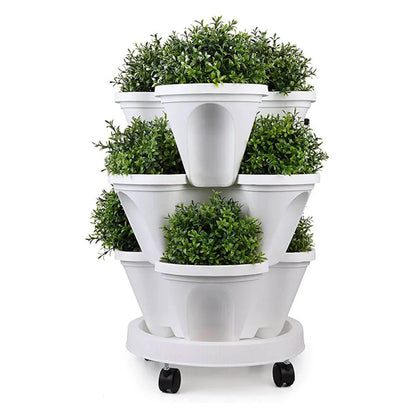 Space - Saving Stackable Plant Pots - Vertical Planting System with Castors