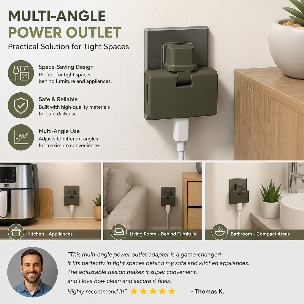 Multi-Angle Power Outlet – Practical Solution for Tight Spaces