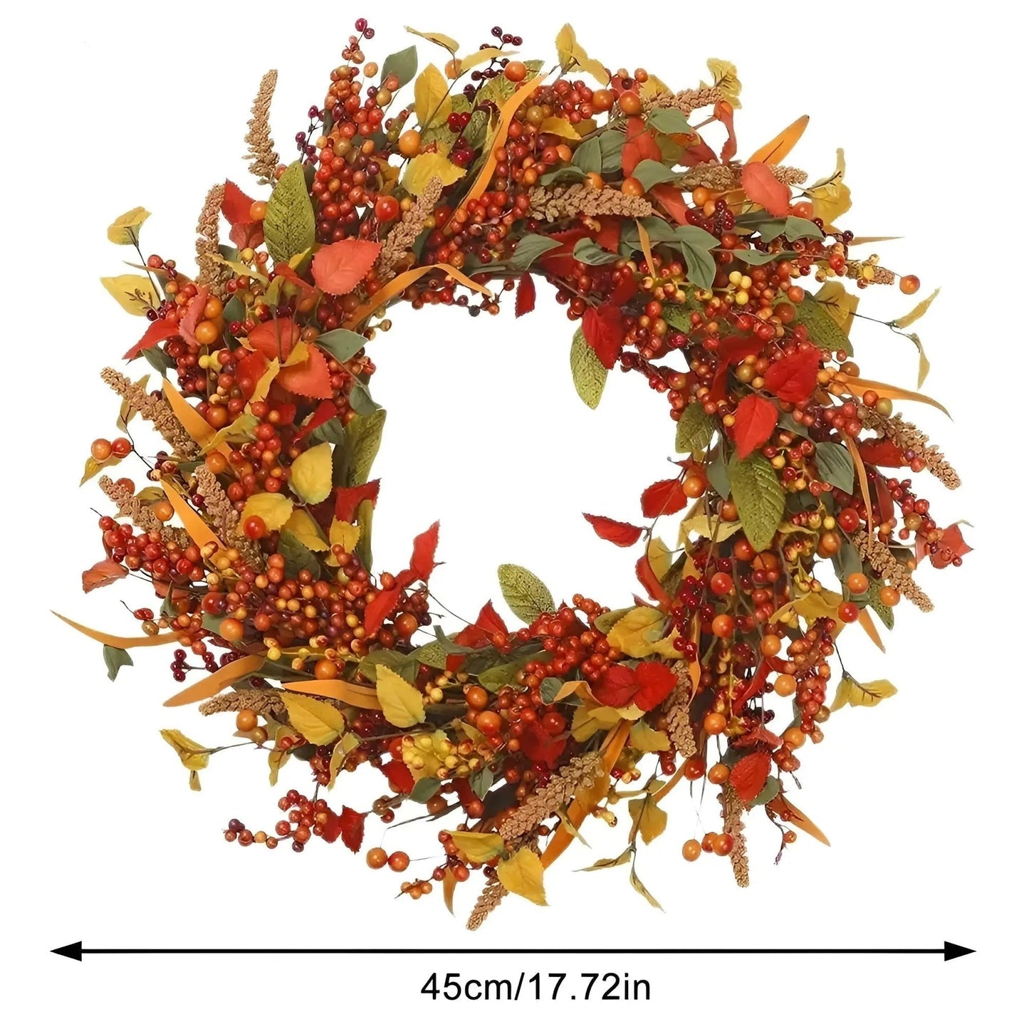 Autumnal Rattan Wall Wreath With Berries And Leaves