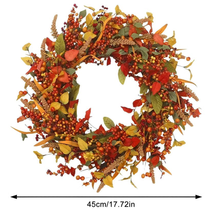 Autumnal Rattan Wall Wreath With Berries And Leaves