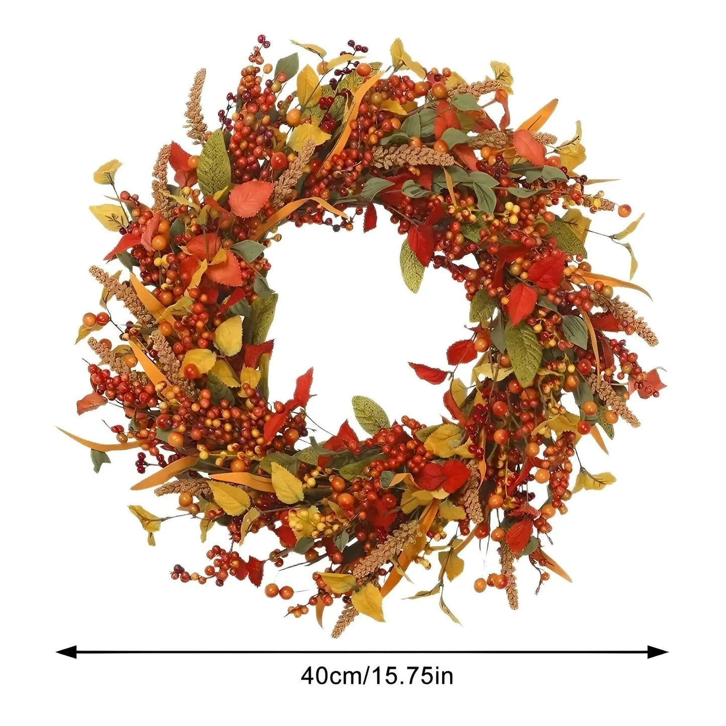 Autumnal Rattan Wall Wreath With Berries And Leaves