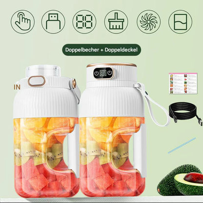 Portable Multifunctional Blender With Double Lid And USB Charging Function - For Smoothies And Food Storage