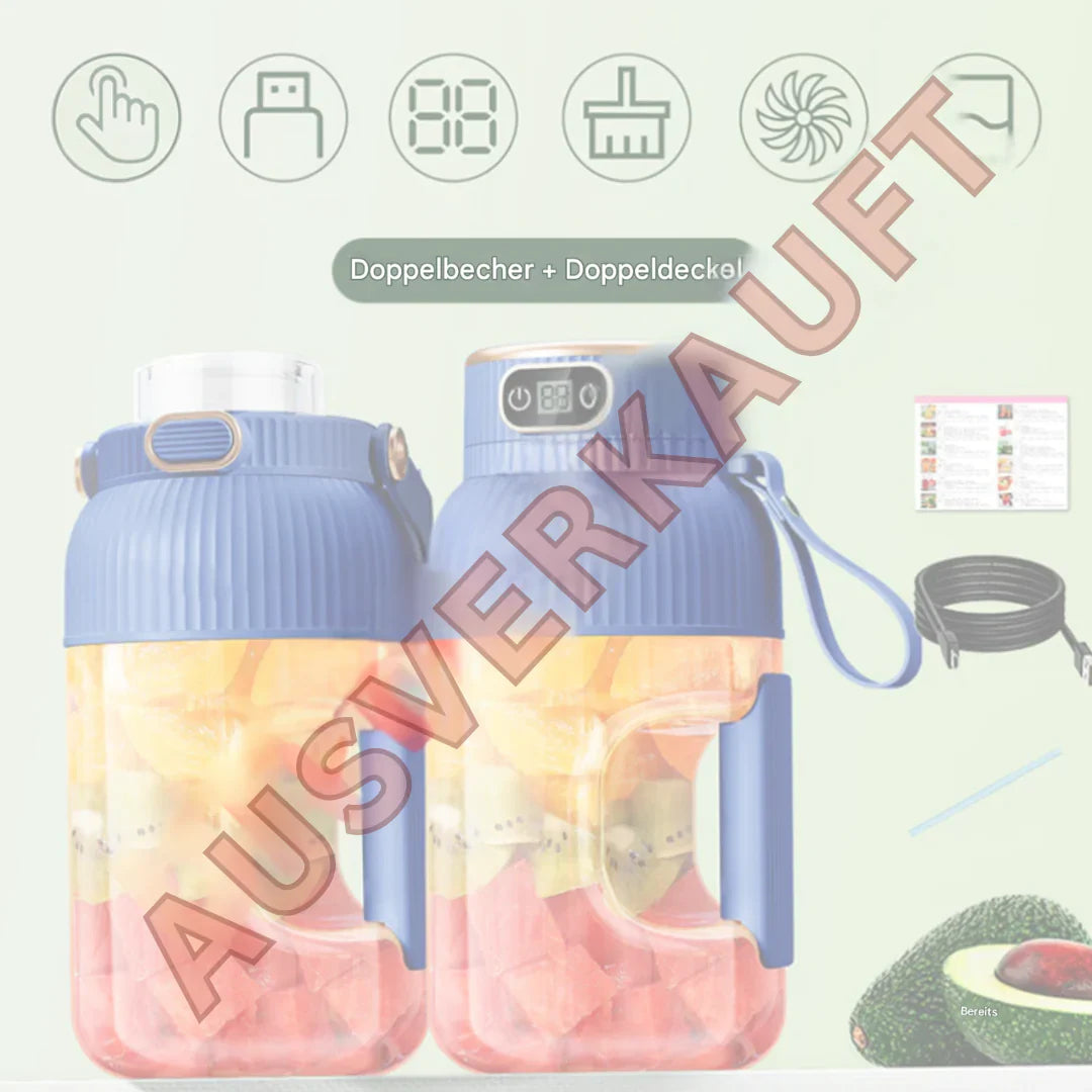 Portable Multifunctional Blender With Double Lid And USB Charging Function - For Smoothies And Food Storage