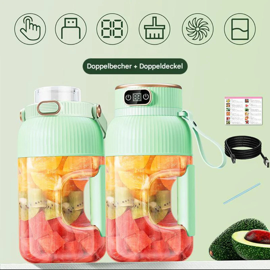 Portable Multifunctional Blender With Double Lid And USB Charging Function - For Smoothies And Food Storage
