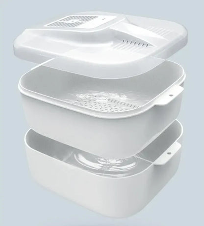 Multifunctional Fruit And Vegetable Cleaning Box - Automatic Cleaner With Drainer Basket And Storage Lid