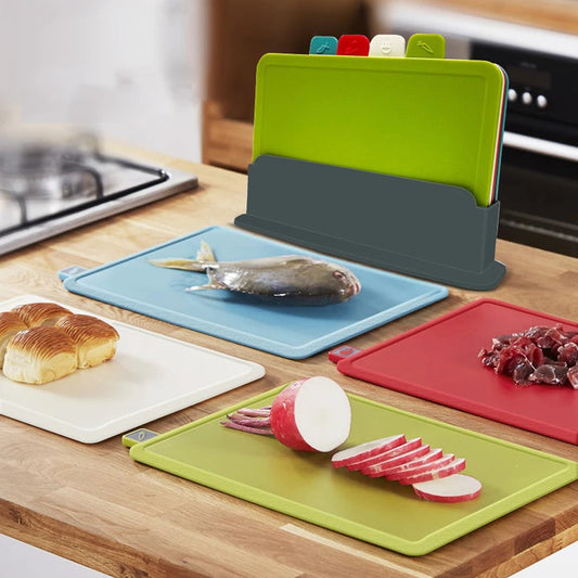 Cutting Board Set ( 4 - Piece ) with Practical Holder