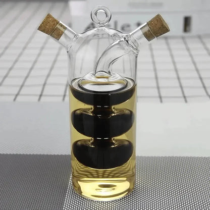 Oil & Vinegar Dispenser - Double Glass Bottle for Stylish Serving & Storage