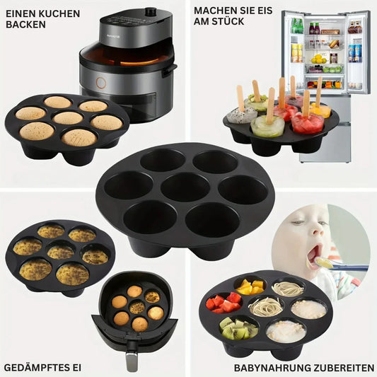 Silicone Muffin Tin for Hot Air Fryer - Non - Stick & Flexible for Muffins , Cupcakes & Snacks