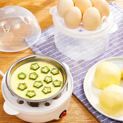 Electric Egg Cooker & Steamer - Compact Multifunctional Appliance for Perfect Eggs and Steamed Food