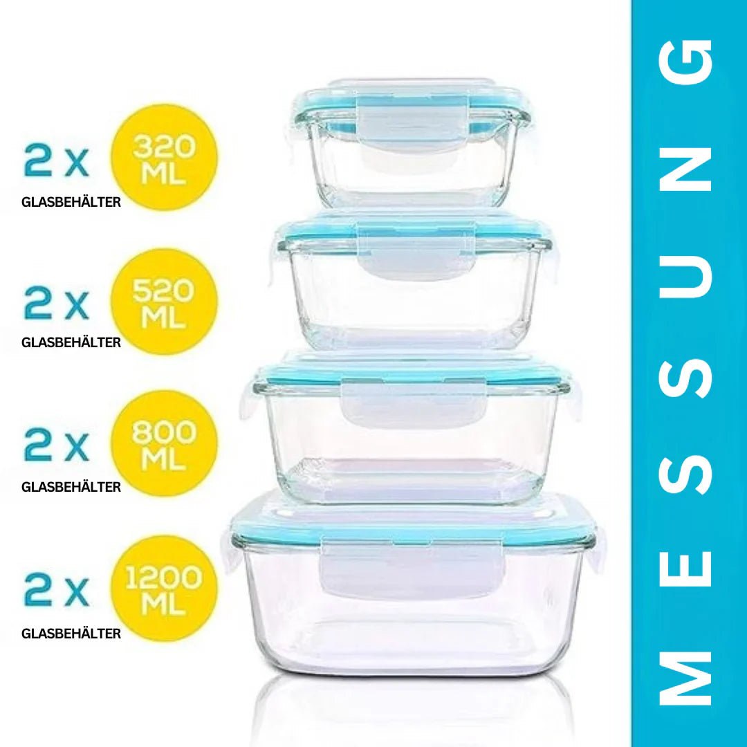 Glass Food Storage Jar Set - Airtight Storage Containers With Lid For Kitchen And Meal Prep