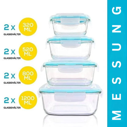 Glass Food Storage Jar Set - Airtight Storage Containers With Lid For Kitchen And Meal Prep