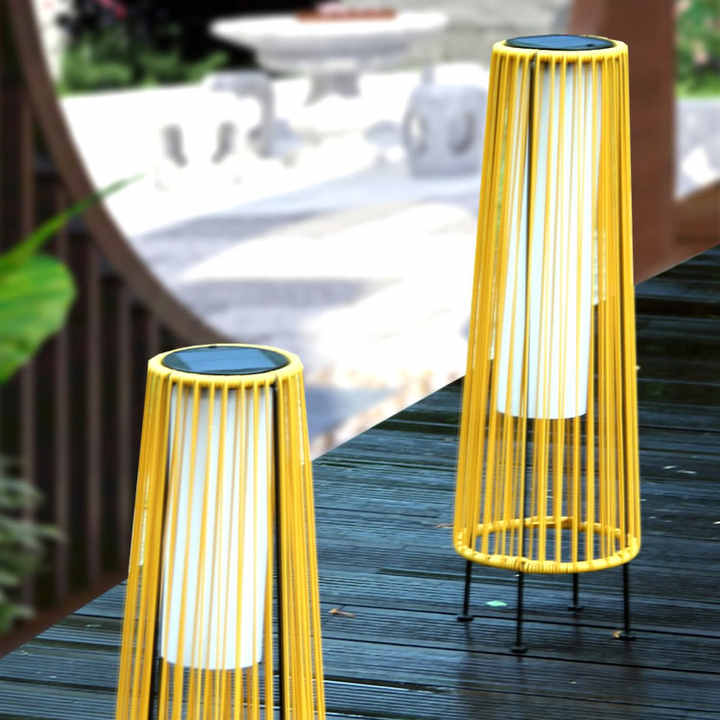 Solar Led Rattan Lantern - Large Outdoor Lighting In Oval Design For Garden And Patio