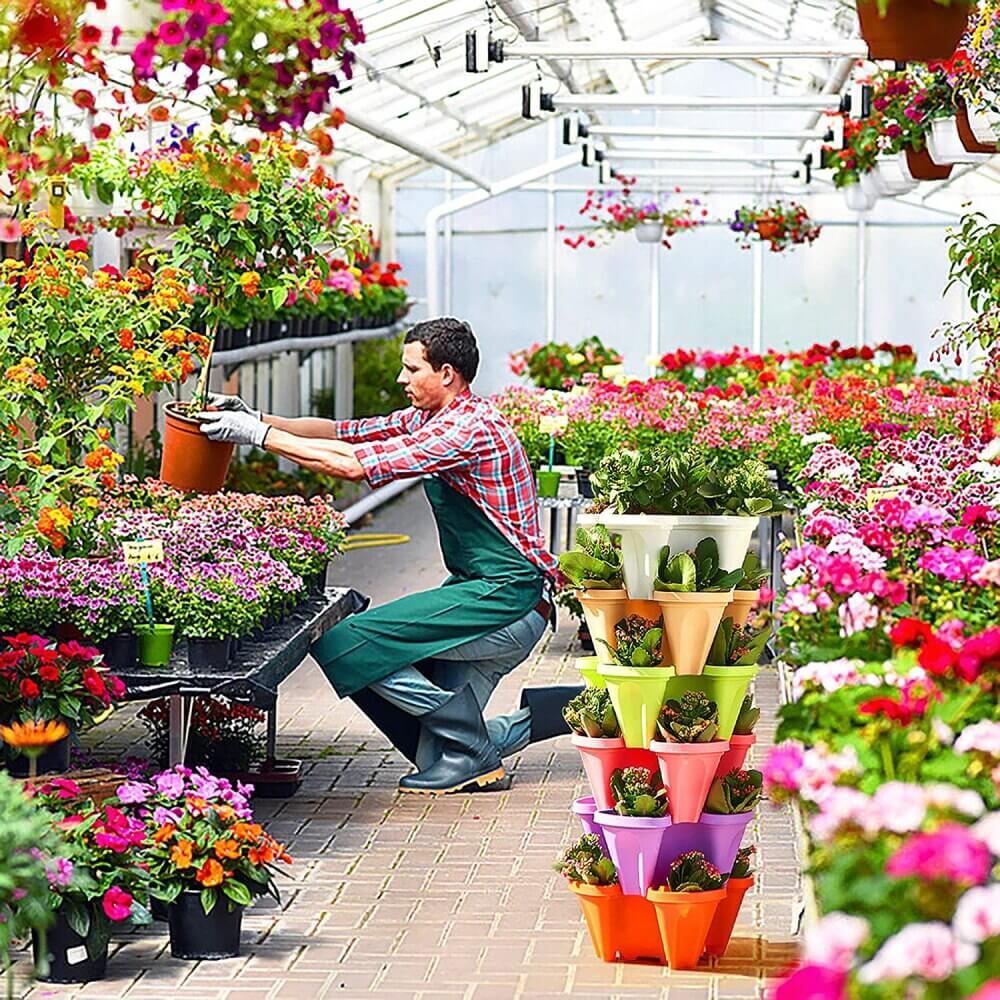 Space - Saving Stackable Plant Pots - Vertical Planting System with Castors