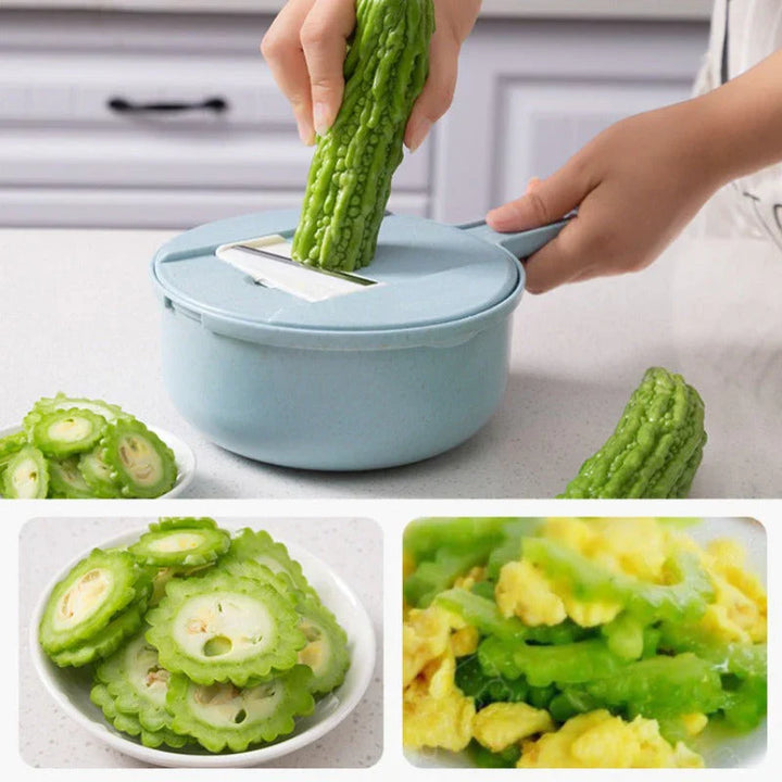 Multifunctional Vegetable Slicer with Sieve - 3 - In-1 Kitchen Grater for Vegetables & Fruit | Practical Kitchen Helper with Drip Tray