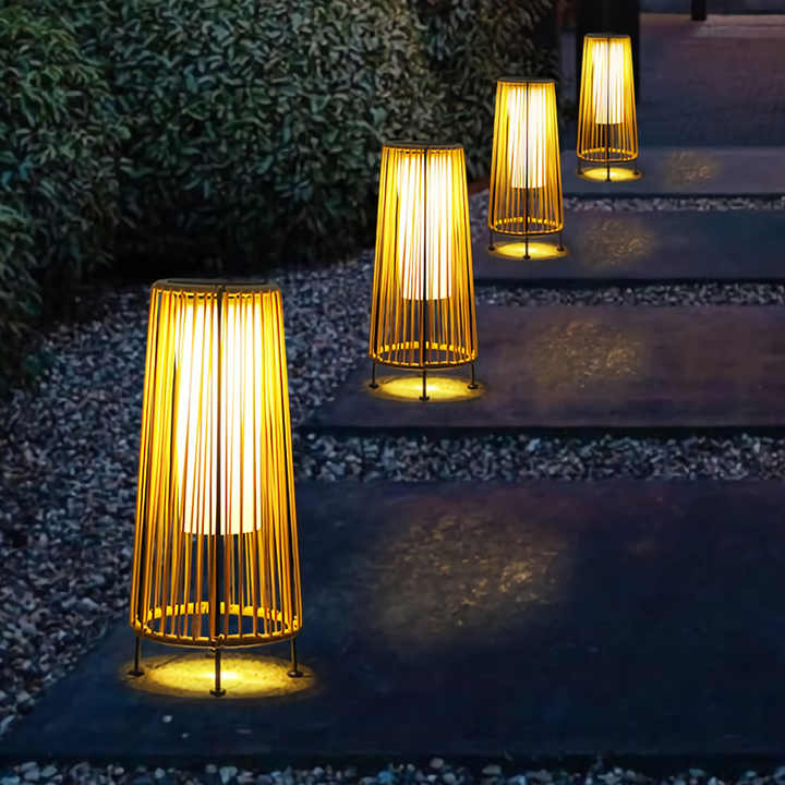 Solar Led Rattan Lantern - Large Outdoor Lighting In Oval Design For Garden And Patio
