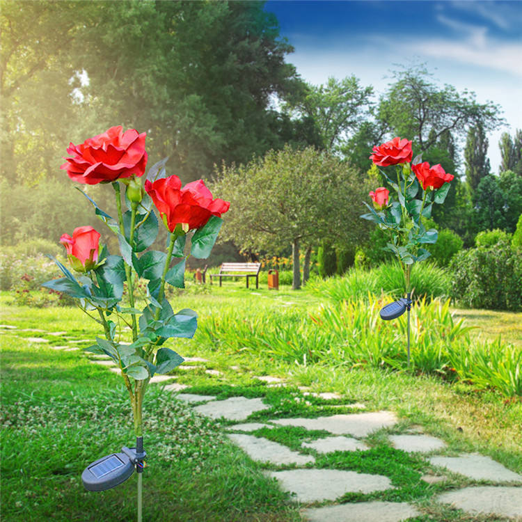 Solar - Powered Rose Lights - Garden Plug with Solar Panel for Decorative Lighting