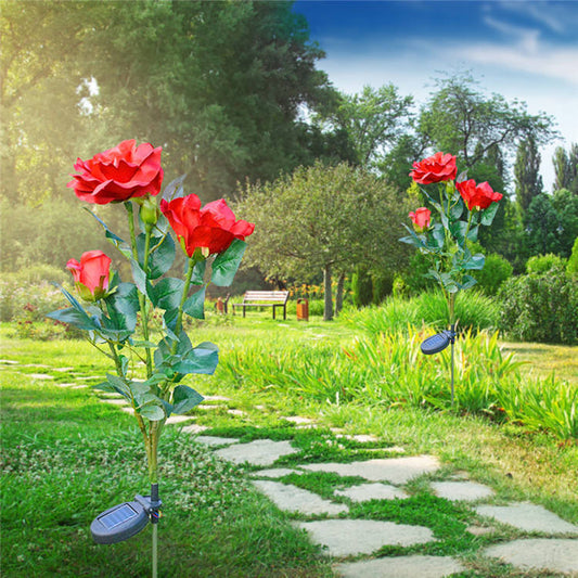 Solar - Powered Rose Lights - Garden Plug with Solar Panel for Decorative Lighting