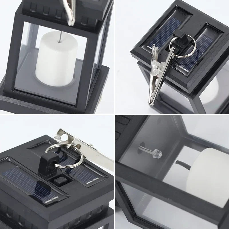 Solar Lantern With LED Candle - Hanging Lamp For Garden & Terrace , Decorative Light For Outdoor Use