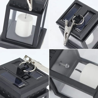 Solar Lantern With LED Candle - Hanging Lamp For Garden & Terrace , Decorative Light For Outdoor Use