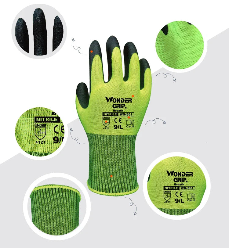 Work Gloves with Miracle Grip - Non - Slip Gloves for Gardening and Crafts