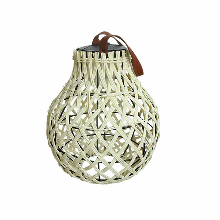 Solar Led Rattan Lantern - Large Outdoor Lighting In Oval Design For Garden And Patio