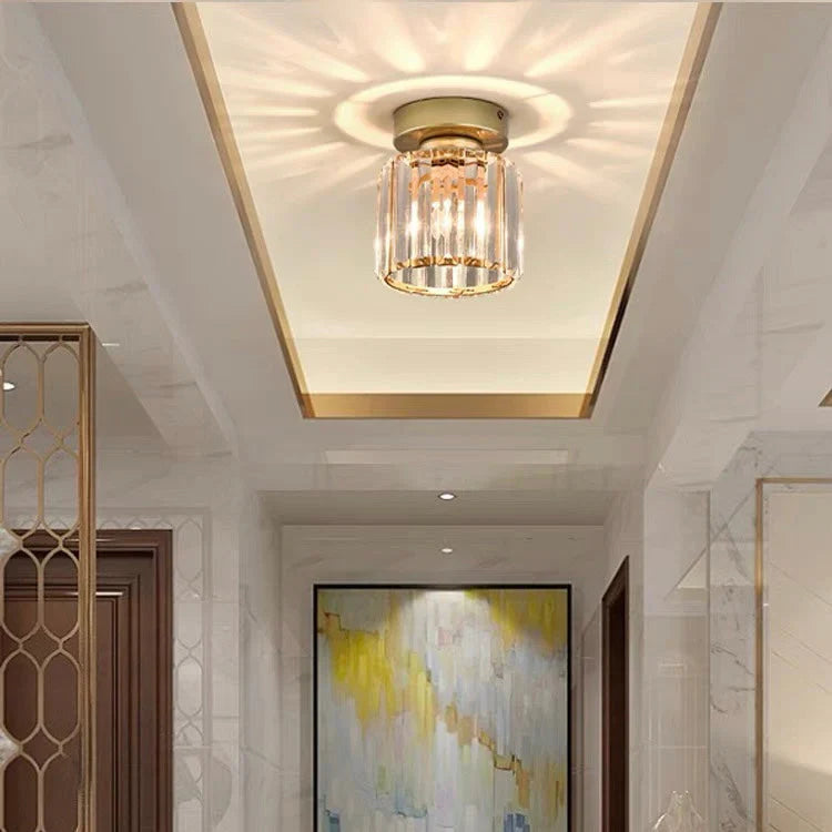 Modern Crystal Ceiling Light with Gold and Black Accents - Stylish Lighting for Your Home