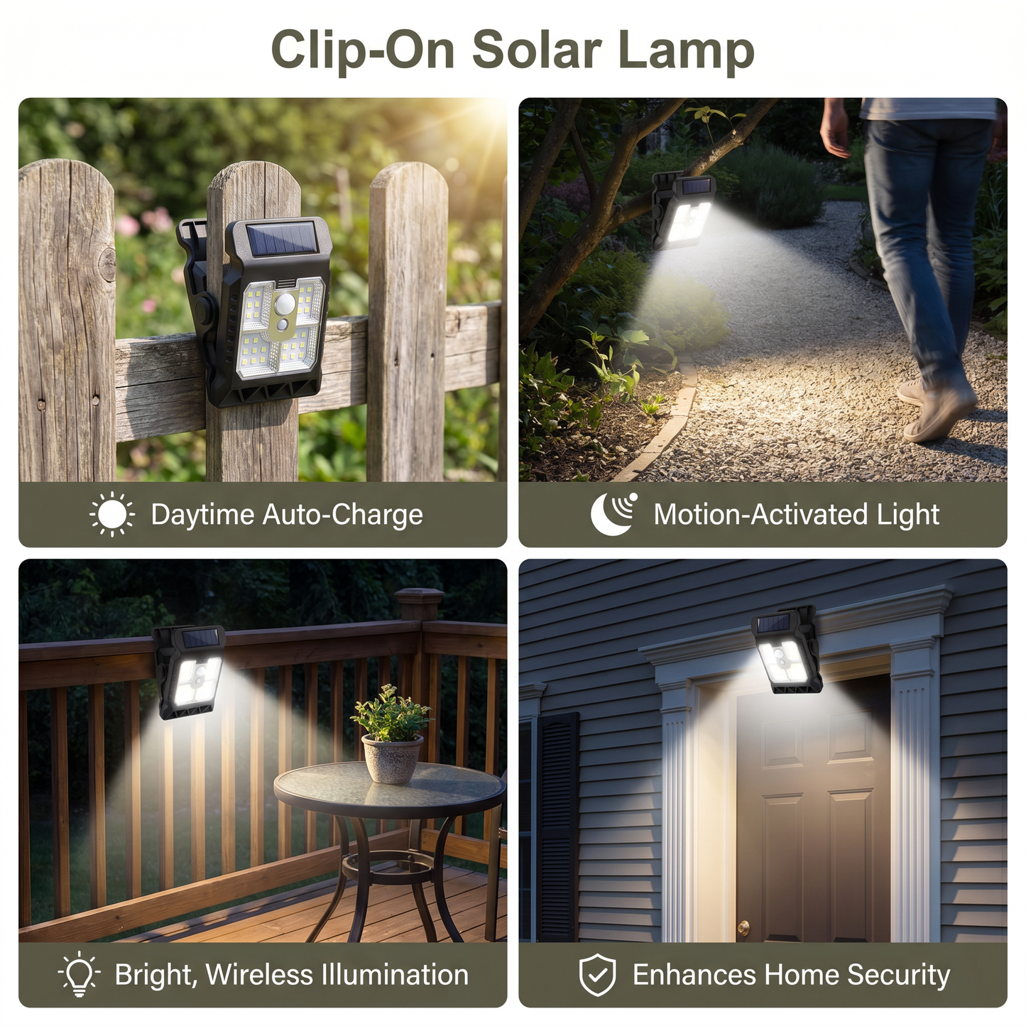 Practical Clip-On Solar Lamp with Motion Sensor