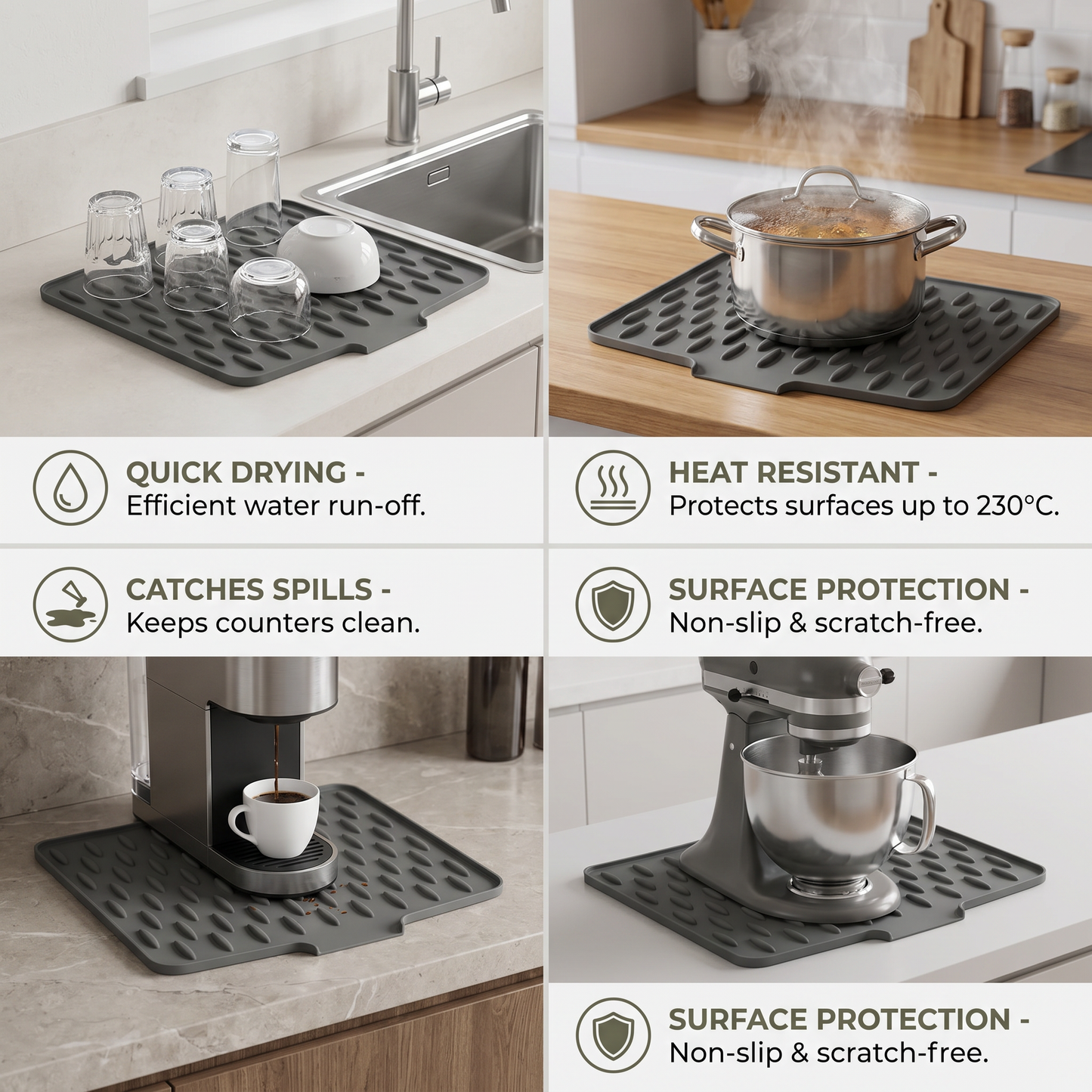 Slanted Silicone Drip Mat – Heat-Resistant and Non-Slip