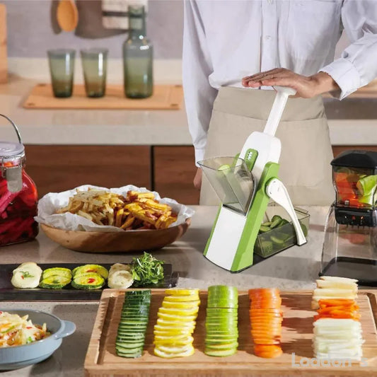 Adjustable Multifunctional Vegetable Slicer - Professional Kitchen Slicer with Collecting Tray