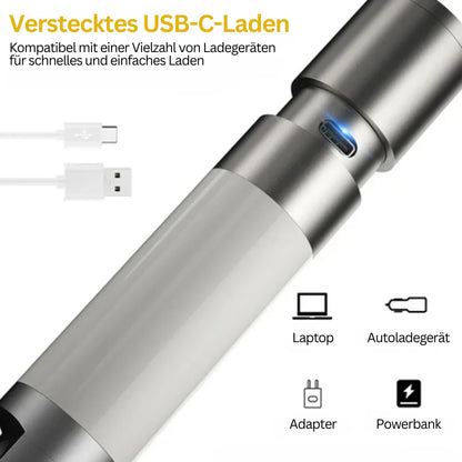 LED Torch With Multi - Colour Filters - Rechargeable USB - C Torch With Camping And Emergency Light Function