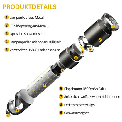 LED Torch With Multi - Colour Filters - Rechargeable USB - C Torch With Camping And Emergency Light Function
